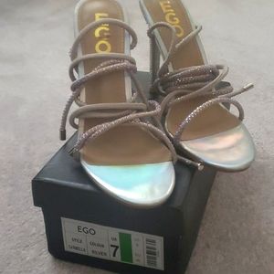 LACE UP silver heels